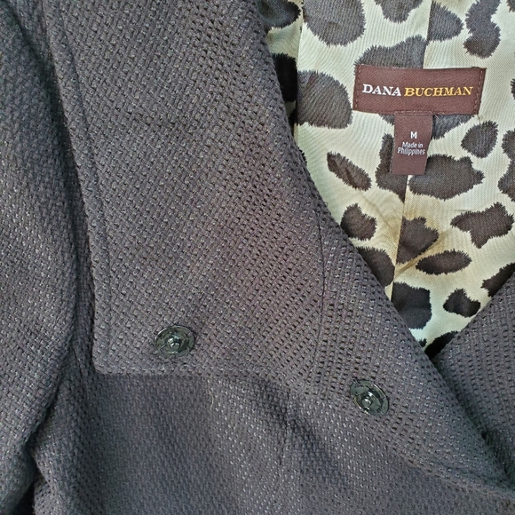 Dana Buchman Women's Black Medium Weight Snap Front Hi Collar Cropped Jacket - Picture 5 of 15